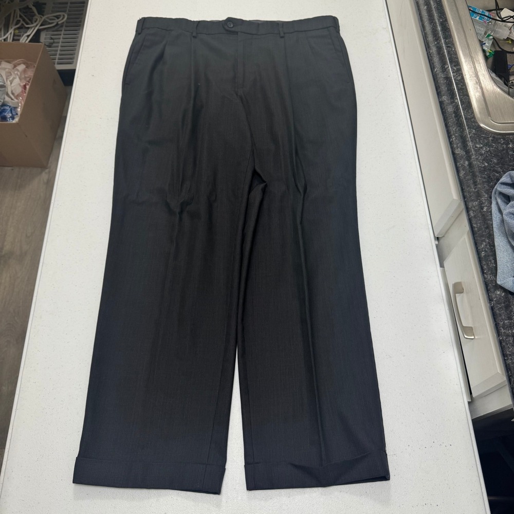 Dockers Mens Pleated Relaxed Fit Wool Blend Dress Pants Gray W38 L30 Cuffed